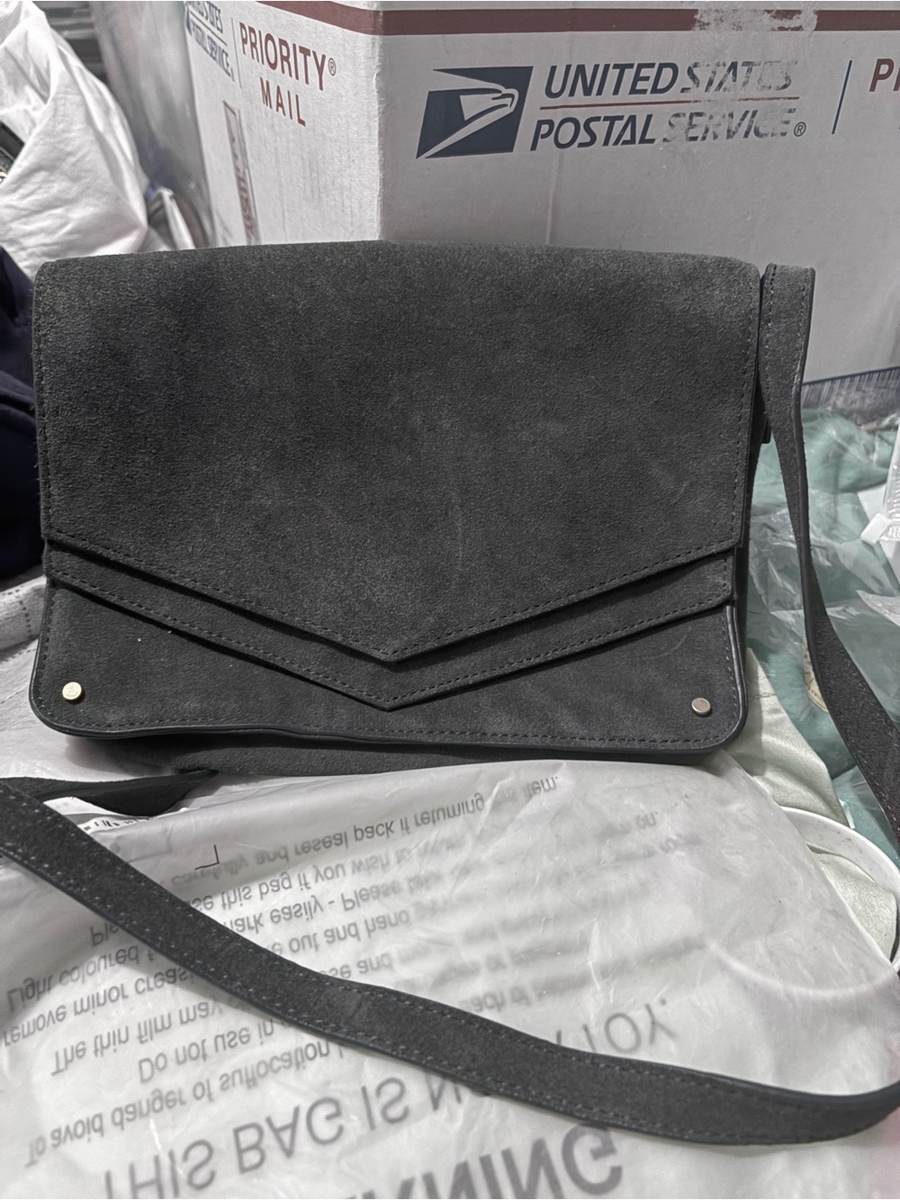 BDG Black Suede Envelope Crossbody Bag